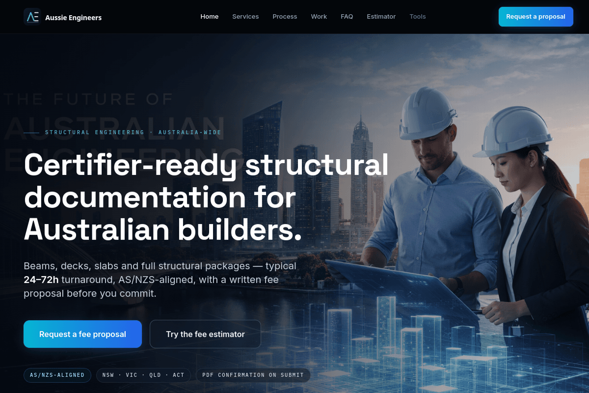 Aussie Engineers — engineering services brand site